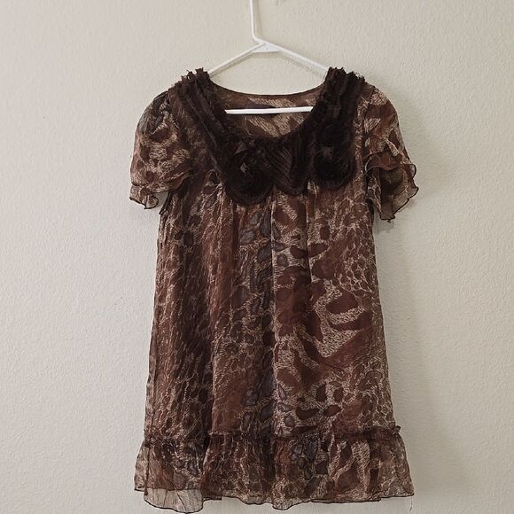 Pretty Angel Brown Patterned Kids Dress - Picture 3 of 7